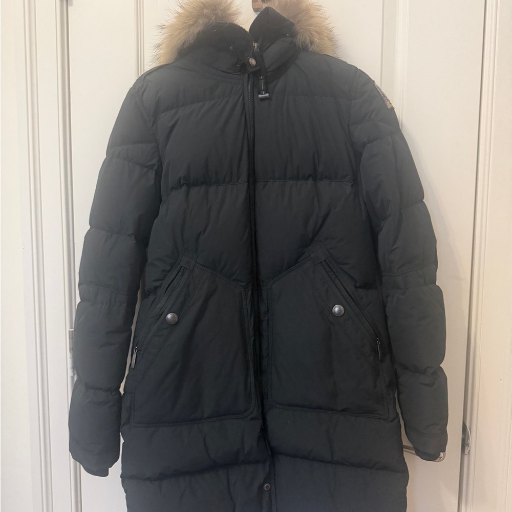 Flash Sale Parajumpers Black Down Parka with Fur Trim